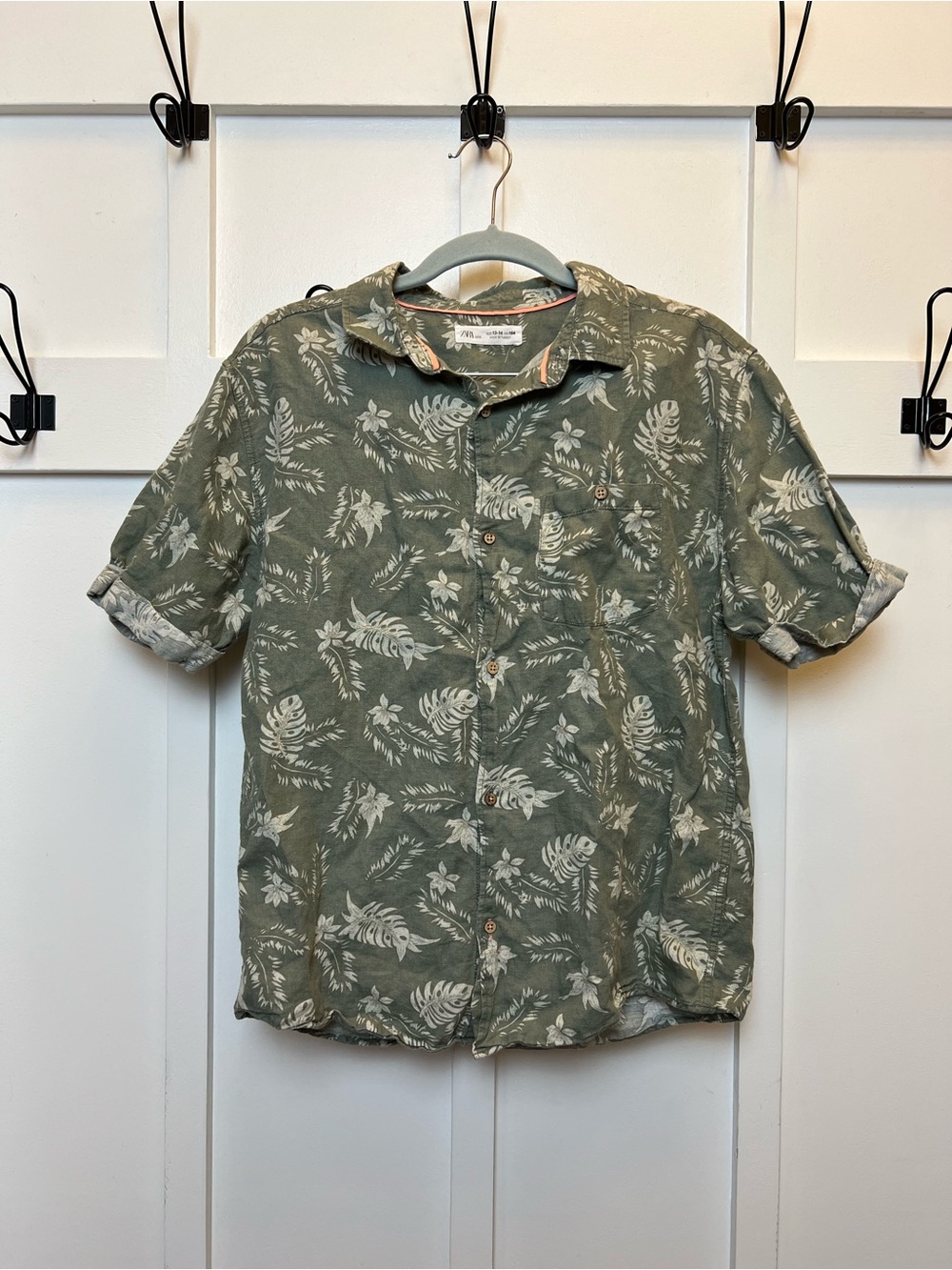 Zara KIDS Boys Size 13-14 Hawaiian Full Button Down Shirt Vacation Resortwear